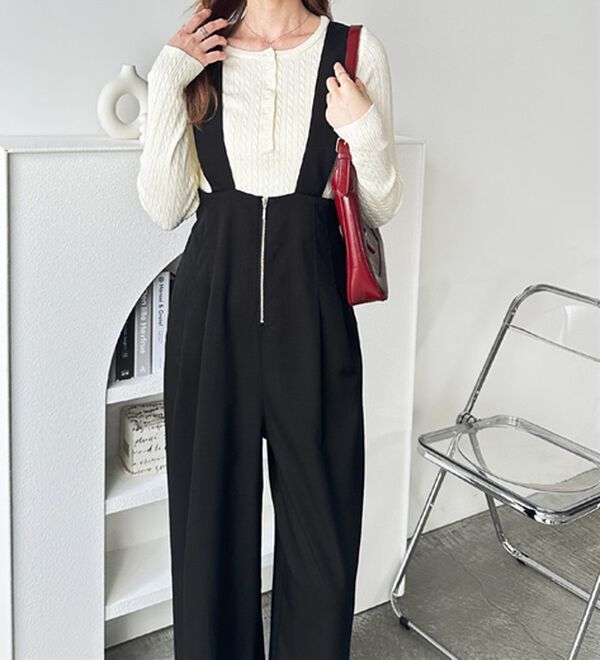 GeeRA（ジーラ）の「フロントジップハイウエストサロペット（オールインワン）」｜詳細画像