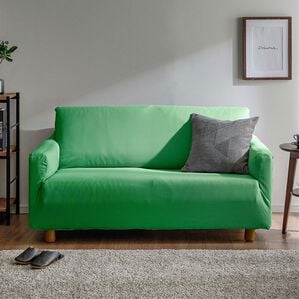 iellio（イエリオ）の「ぴったりフィット！ワッフルソファカバー＜伸縮・取付簡単・洗える・ソファーカバー・１人掛・２人掛・３人掛＞（ソファーカバー）」｜ディープグリーン