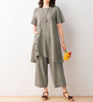 ルフラン（ルフラン）の「麻綿デザインスーツ＜アネモ＞（セットアップ）」｜茶系