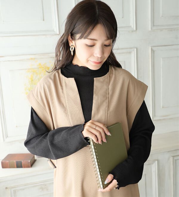 A HAPPY MARILYN（アハッピーマリリン）の「【ＬＬ～６Ｌ】「沿わないネック」で苦しくない。ミルリブ プチハイカットソー（カットソー）」｜詳細画像