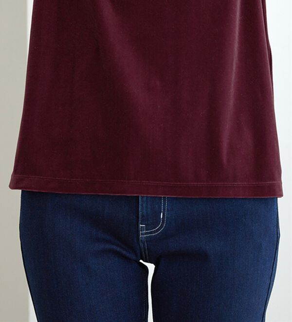 BELLUNA（ベルーナ）の「艶やかシアーベロア袖シャーリングプルオーバー（カットソー）」｜詳細画像