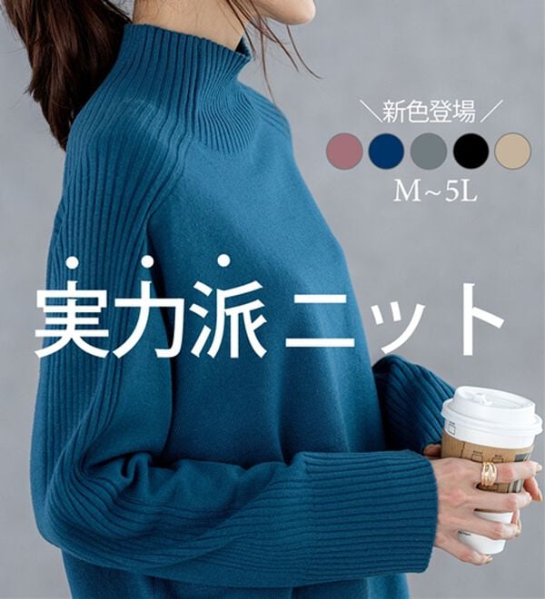 BELLUNA（ベルーナ）の「トレーナーがカジュアルすぎる方に！洗えるリブハイネックニット（ニット・セーター）」｜詳細画像