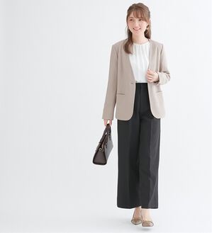 alotta（アロッタ）の「【裏起毛×美脚】センタープレスワイドパンツ（フルレングスパンツ）」｜ブラック