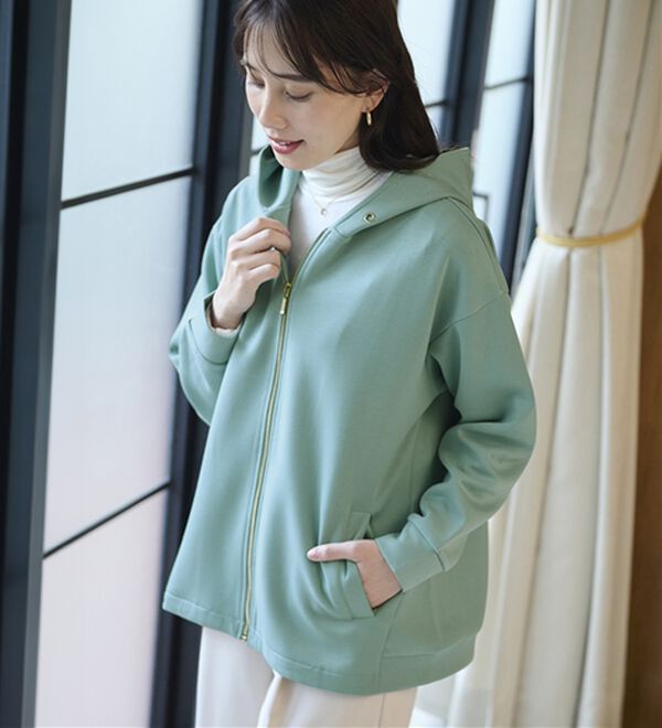 BELLUNA（ベルーナ）の「【快適Ｌａｂ．】とろみ素材裾タックパーカー（パーカー）」｜詳細画像