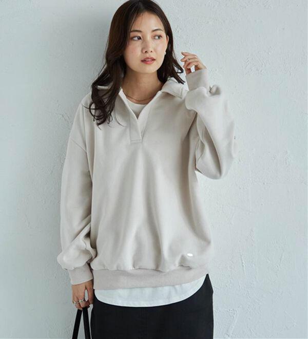 衿付きオーバーサイズスウェット - ベルーナ【公式】