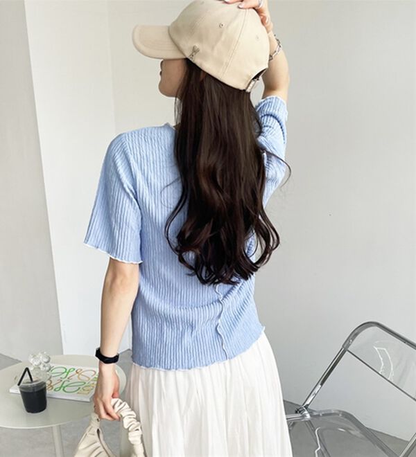 GeeRA（ジーラ）の「前後２ＷＡＹ配色メロー５分袖カットソー（カットソー）」｜詳細画像