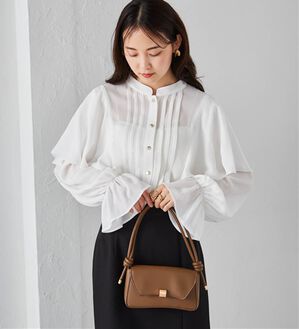 RANAN（ラナン）の「ピンタックフレアー長袖ブラウス（ブラウス）」｜ホワイト