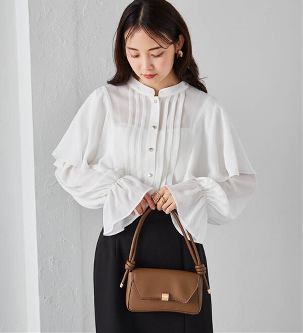 RANAN（ラナン）の「ピンタックフレアー長袖ブラウス（ブラウス）」｜ホワイト