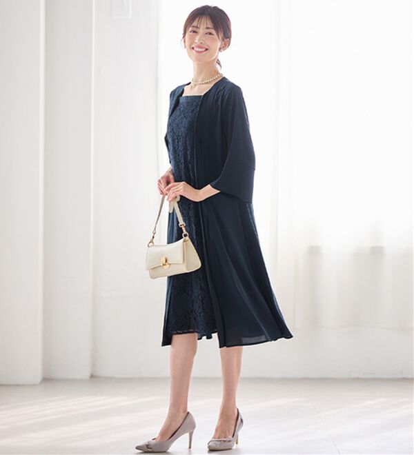 alotta（アロッタ）の「華やかレース使いアンサンブル風ワンピース（ワンピースセットスーツ）」｜詳細画像