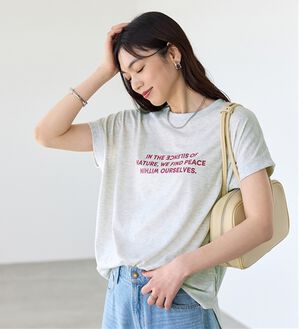 BELLUNA（ベルーナ）の「ひんやリッチコットン大人のゆったりドルマンＴシャツ（カットソー）」｜杢グレー