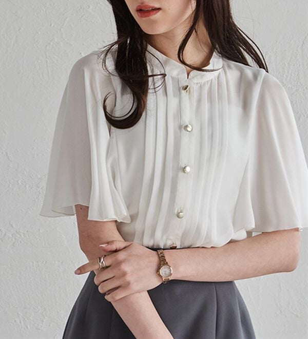 RANAN（ラナン）の「【新色追加】ひんやり！ピンタックフレアー袖ブラウス（ブラウス）」｜詳細画像