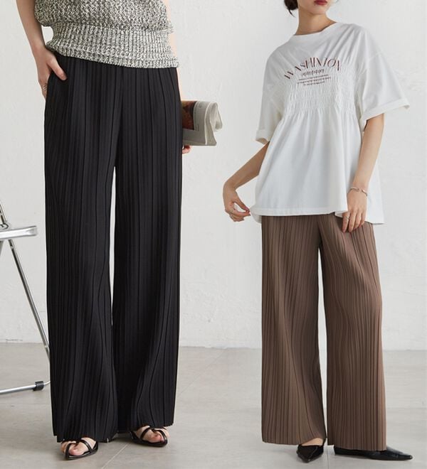 RANAN（ラナン）の「【セルフカットOK】ひんやりセミワイドプリーツパンツ（フルレングスパンツ）」｜詳細画像