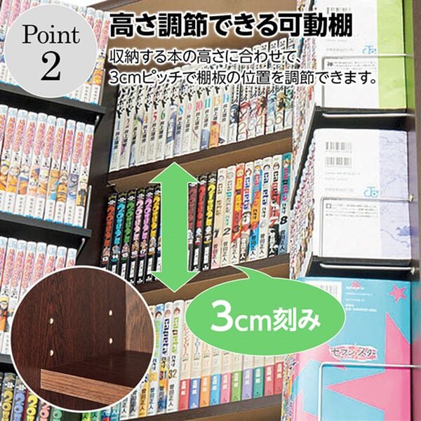 「文庫本も対応！ＡＶコミックキャビネット＜本棚　書棚　コミック収納　ＤＶＤ収納　扉付　鍵付　日本製　漫画棚　本棚＞（ラック・棚・本棚）」｜詳細画像