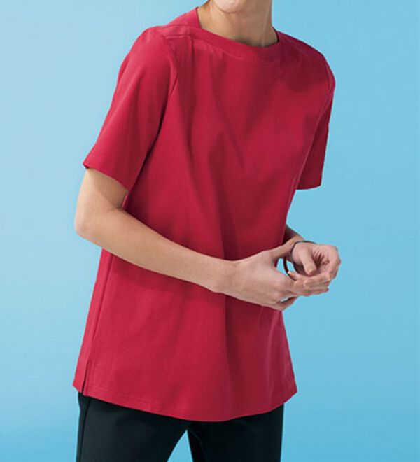 BELLUNA（ベルーナ）の「艶やか綿１００％シンプルプルオーバー（カットソー）」｜レッド