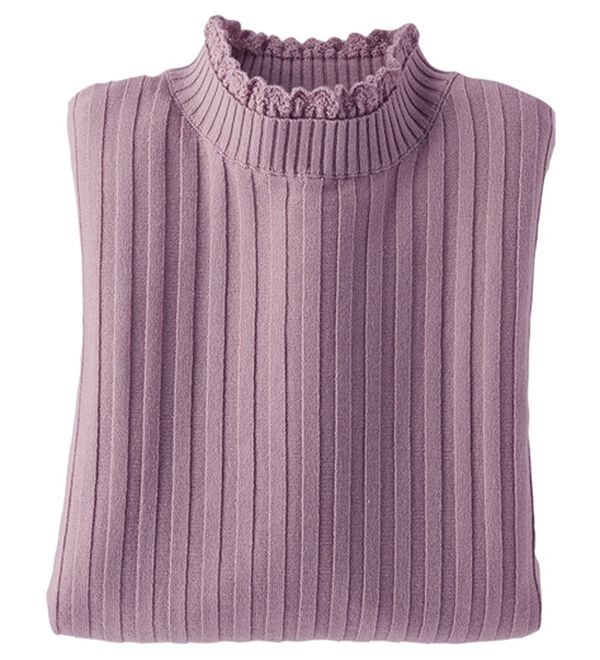 BELLUNA（ベルーナ）の「ウール入りウォッシャブルセーター（ニット・セーター）」｜ラベンダー