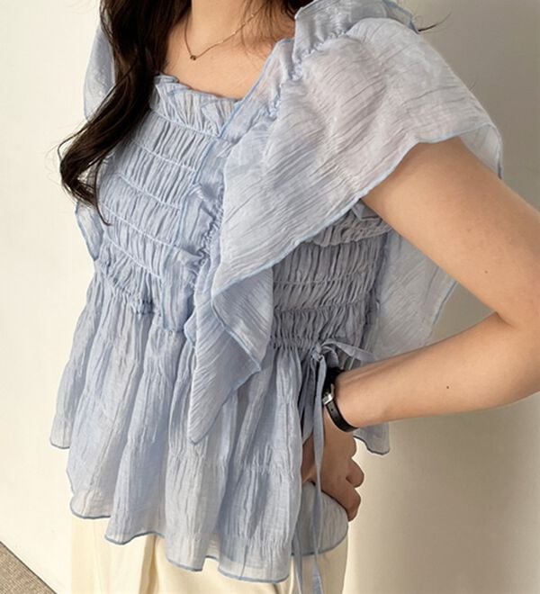 GeeRA（ジーラ）の「フリルシャーリングブラウス（ブラウス）」｜詳細画像