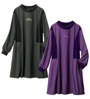 ルフラン（ルフラン）の「【２色組】【Ｓ．Ｖ】異素材使い上品ナイロンかっぽう（パジャマ・ルームウェア）」｜詳細画像