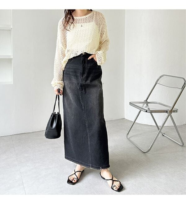 GeeRA（ジーラ）の「バックスリットデニムロングスカート（ロングスカート）」｜詳細画像