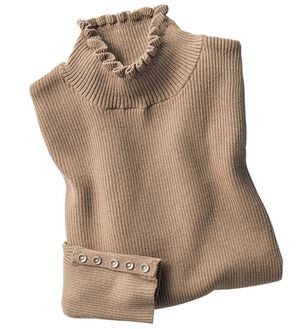 VINNO（ヴィノ）の「カシミヤ入リブタートルニット（ニット・セーター）」｜ベージュ