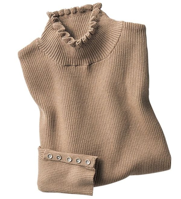 VINNO（ヴィノ）の「カシミヤ入リブタートルニット（ニット・セーター）」｜ベージュ