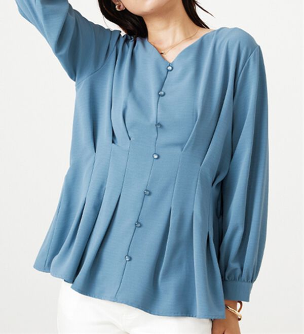 BELLUNA（ベルーナ）の「【接触冷感/UV対策】機能付！ウエストタックブラウス（ブラウス）」｜詳細画像