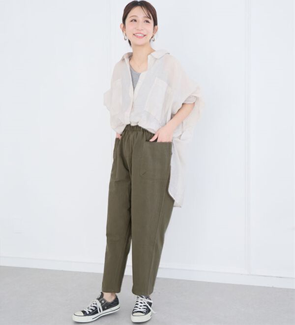 A HAPPY MARILYN（アハッピーマリリン）の「【Ｍ～８Ｌ】コットン１００％ウエストゴム＋紐サルエルパンツ（フルレングスパンツ）」｜詳細画像