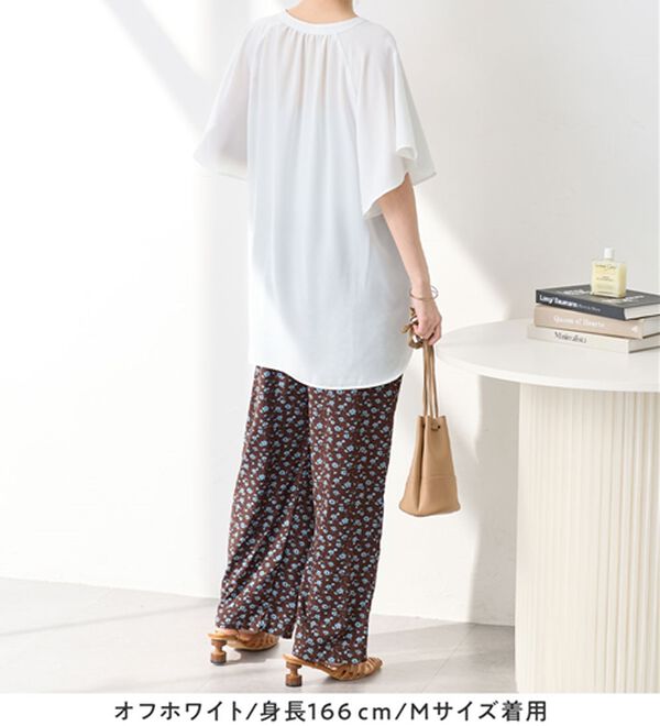 Viola e Viola（ヴィオラ エ ヴィオラ）の「【選べる２丈】さらっと涼感フレアスリーブブラウス（ブラウス）」｜詳細画像