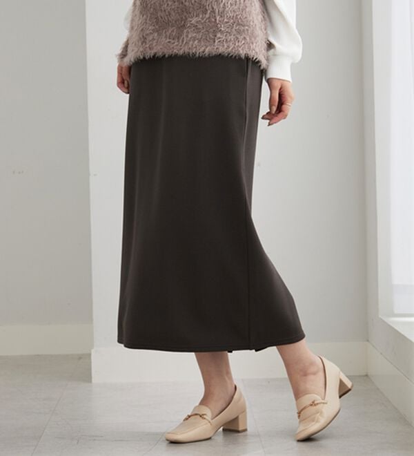 BELLUNA（ベルーナ）の「裏起毛素材ふくれジャカードナロースカート（ロングスカート）」｜詳細画像