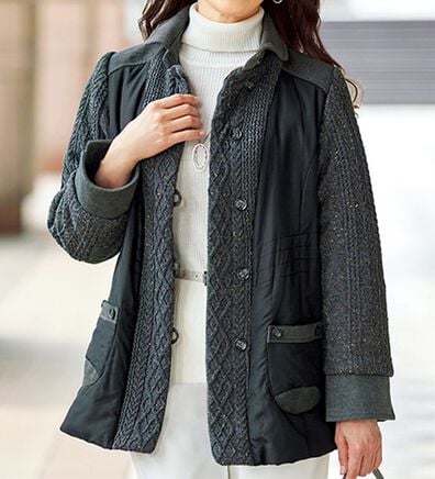 BELLUNA（ベルーナ）の「カラーネップニット切替中わたコート（ハーフコート）」