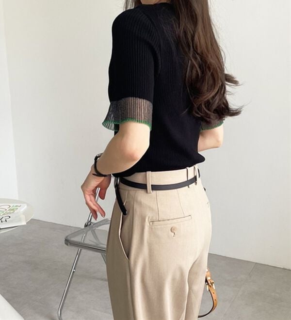 GeeRA（ジーラ）の「『ドラマ着用商品』 袖口シアーリブニット（ニット・セーター）」｜詳細画像