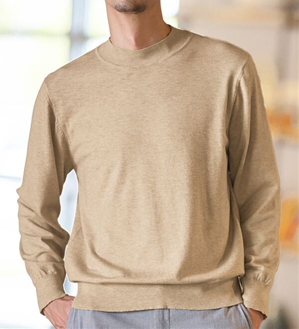 REMEN'S（リメンズ）の「【洗える】やわらかタッチハイネックセーター（メンズニット・セーター）」｜杢ベージュ