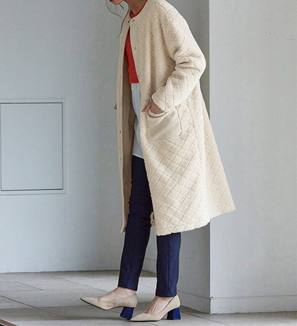 RANAN（ラナン）の「異素材デザインアウター（ロングコート）」｜詳細画像