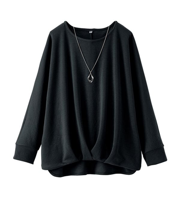 BELLUNA（ベルーナ）の「【新色追加】【2点セット】ネックレス付裾タックデザインプルオーバー（カットソー）」｜詳細画像