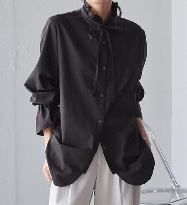 RANAN（ラナン）の「プチフリルリボン付きブラウス（ブラウス）」｜詳細画像