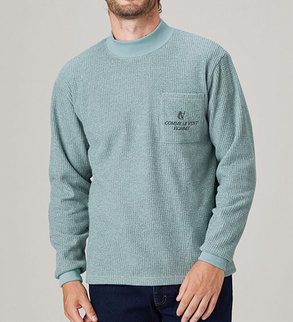 「【３色組】＜コムルヴァン・オム＞この時期に嬉しい！裏起毛ワッフルハイネック（メンズカットソー）」｜詳細画像