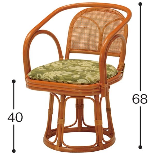 「コンパクト籐回転座椅子（座椅子）」｜詳細画像