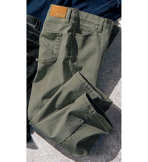 ルフラン（ルフラン）の「「垢抜け」カラーデニム（フルレングスパンツ）」｜カーキ