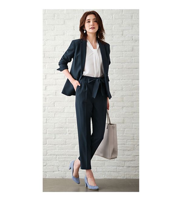 GeeRA（ジーラ）の「【ジャケット+2ボトム】洗えるストレッチ！ジャケット＆ブラウス＆パンツ＆スカートスーツセット（パンツスーツ）」｜詳細画像