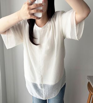 GeeRA（ジーラ）の「オーガンジーレイヤードＴシャツ（カットソー）」｜詳細画像