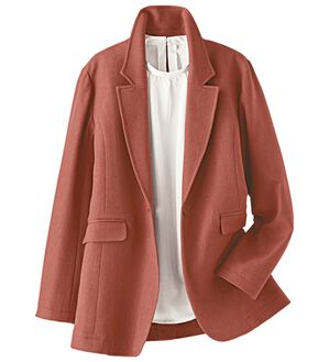 BELLUNA（ベルーナ）の「カジュアルコーデを格上げ！ウール調テーラードジャケット　ロング丈（テーラードジャケット）」｜テラコッタ