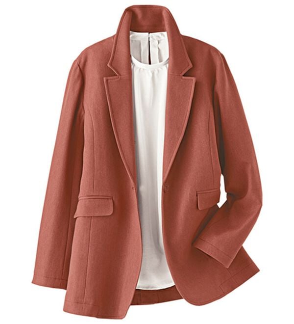 BELLUNA（ベルーナ）の「カジュアルコーデを格上げ！ウール調テーラードジャケット　ロング丈（テーラードジャケット）」｜テラコッタ