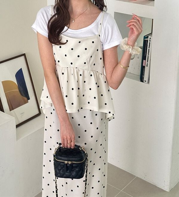 GeeRA（ジーラ）の「楽ちん！ペプラムキャミワンピース（カットソーワンピース）」｜詳細画像