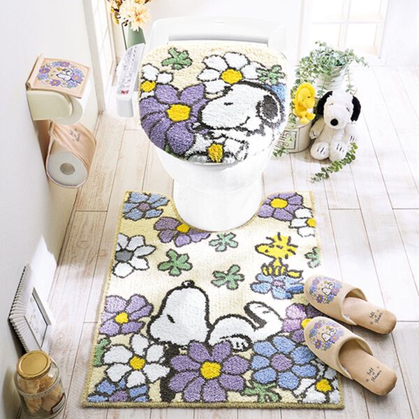 「お花いっぱいスヌーピートイレタリー（トイレマット）」｜詳細画像