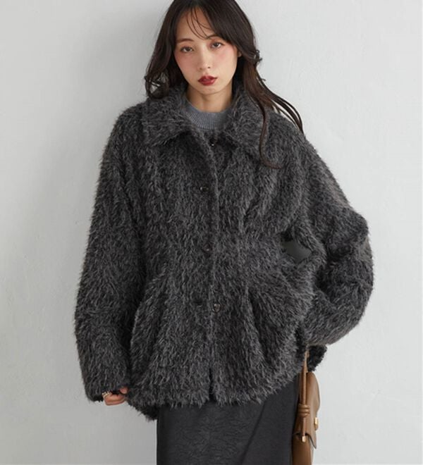 RANAN（ラナン）の「ペプラムシャギーコート（ハーフコート）」｜詳細画像