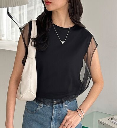 GeeRA（ジーラ）の「チュールカバーフレンチスリーブカットソー（カットソー）」