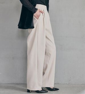 RANAN（ラナン）の「あったか裏ベロアニットコールワイドパンツ（ワイドパンツ・ガウチョ）」｜ベージュ