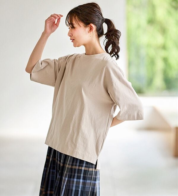 BELLUNA（ベルーナ）の「ひんやリッチコットン大人のゆったりプルオーバー（カットソー）」｜詳細画像