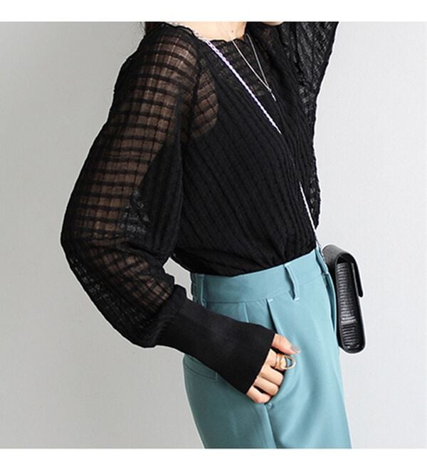 GeeRA（ジーラ）の「ジャカードシアーニットプルオーバー（ニット・セーター）」｜詳細画像