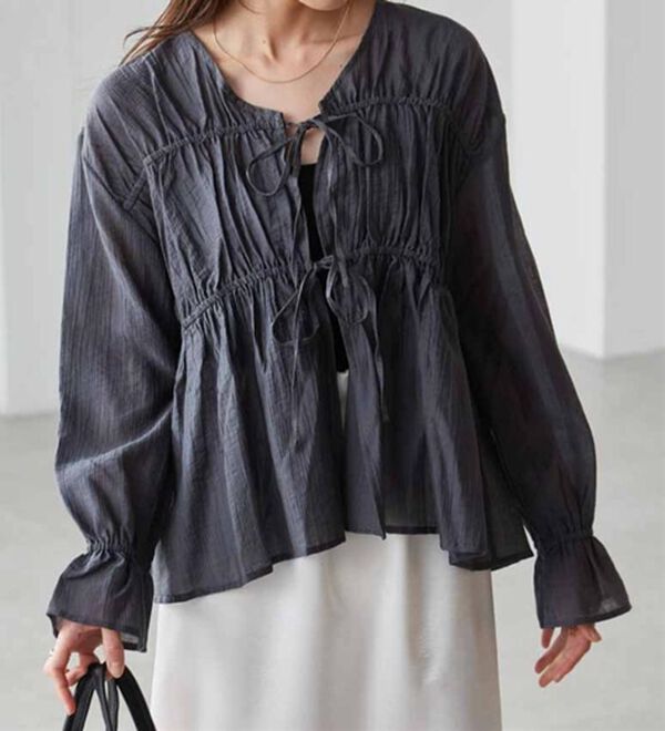 RANAN（ラナン）の「リボンドロストブラウス（ブラウス）」｜詳細画像