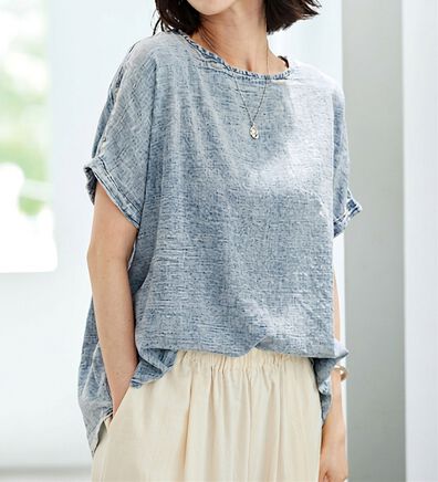 BELLUNA（ベルーナ）の「シアーデニム素材ゆったりブラウス（ブラウス）」
